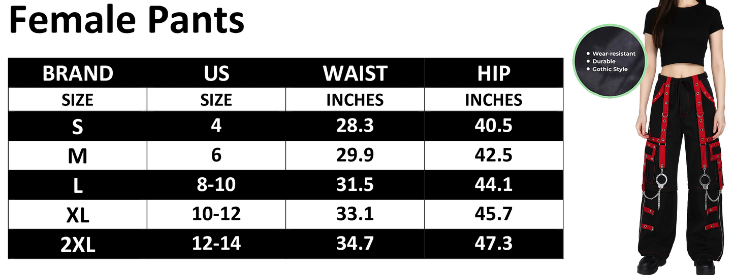 Women's Gothic Handmade Bondage Cyber Chain Techno Rock Punk Shorts Trouser Pants