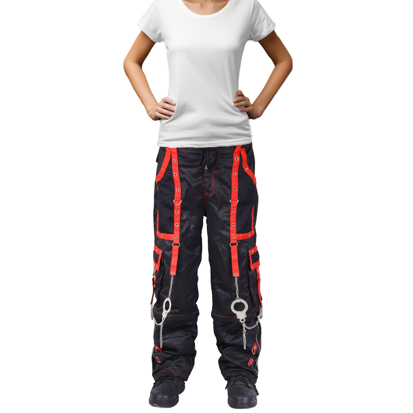 Gothic Men's Handmade Bondage Gothic Cyber Pant Chain Techno Rock Punk Shorts Trouser Pants/USA