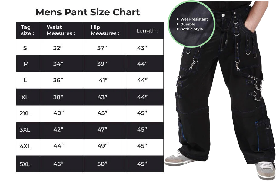 Men Handmade Gothic Bondage Trouser Blue Thread Cyber Pant Punk Shorts Metal Studs Pants Gothic Pant