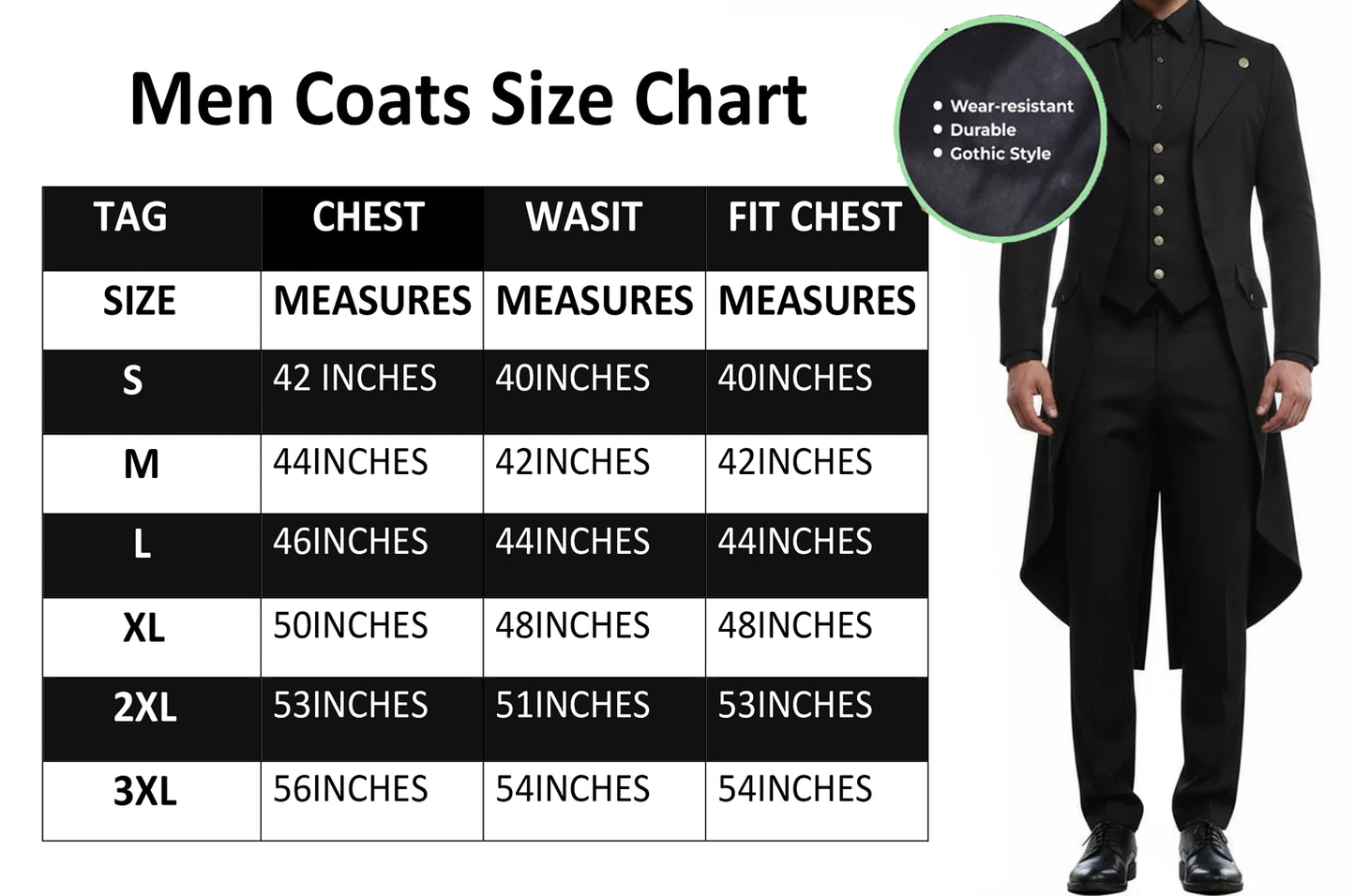 Men's Black Cotton Twill Steampunk Tailcoat Brass Button Jacket Goth Victorian Coat Trench Coat