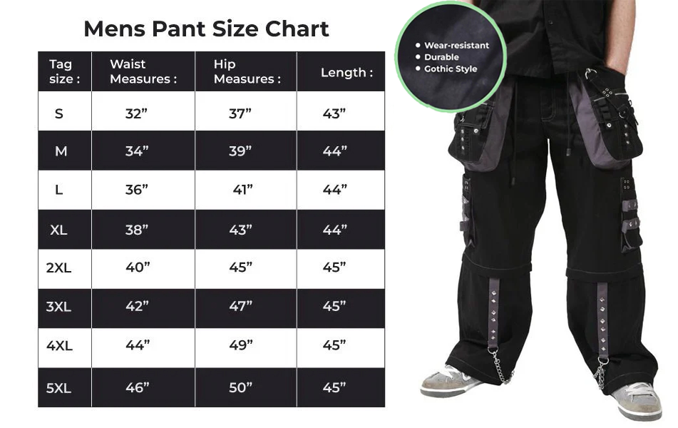 Gothic Men's Black Grey Men Trousers Gothic Cotton Studs Metal Punk