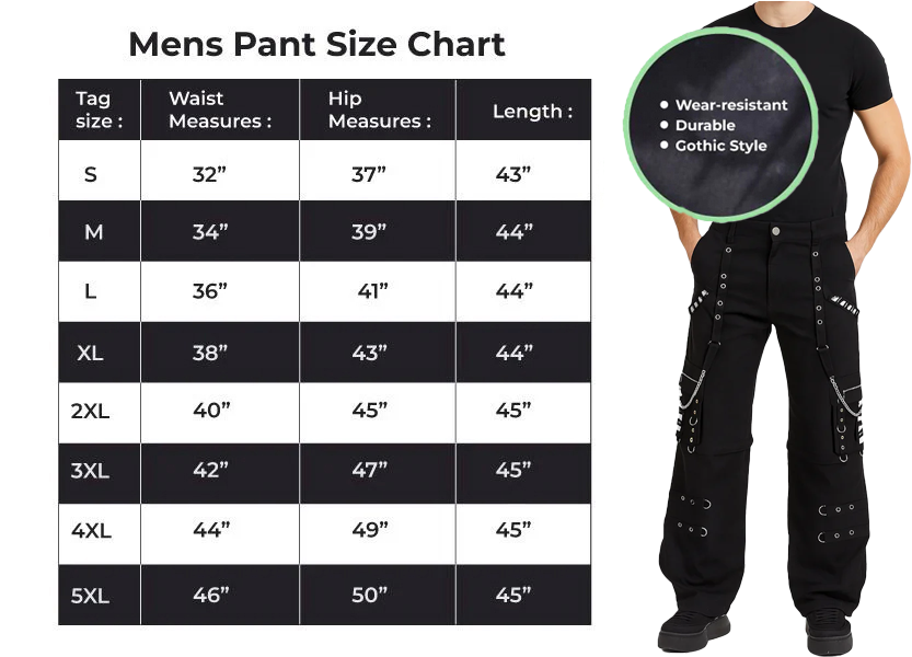 Gothic Bondage Men Pant Alternative Punk Attitude Cyber Rock Emo Trouser Pant Shorts USA