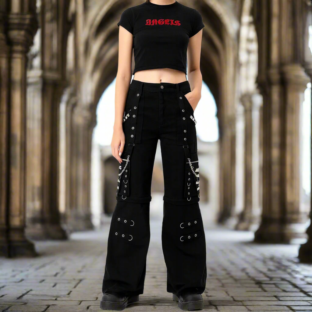 Gothic Bondage Men Pant Alternative Punk Attitude Cyber Rock Emo Trouser Pant Shorts USA