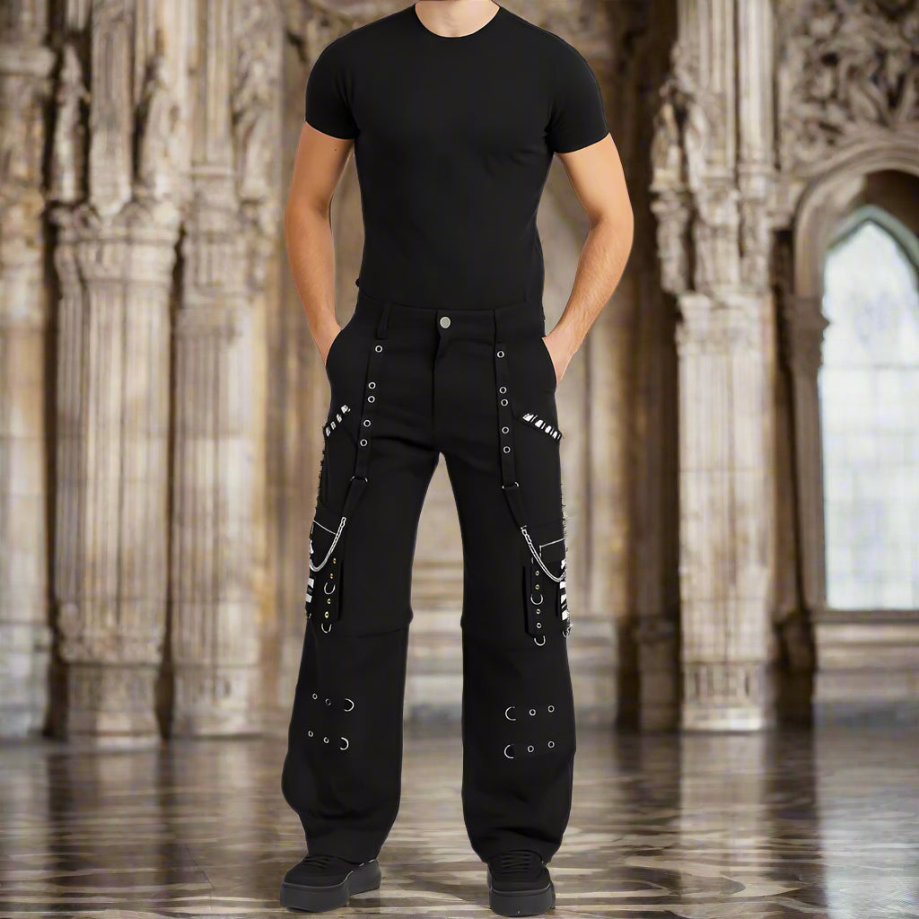 Gothic Bondage Men Pant Alternative Punk Attitude Cyber Rock Emo Trouser Pant Shorts USA