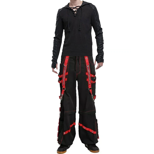 Men's Extreme Bondage Red Skater Gothic Punk Rocker Cyber Goth Steampunk Biker Pant