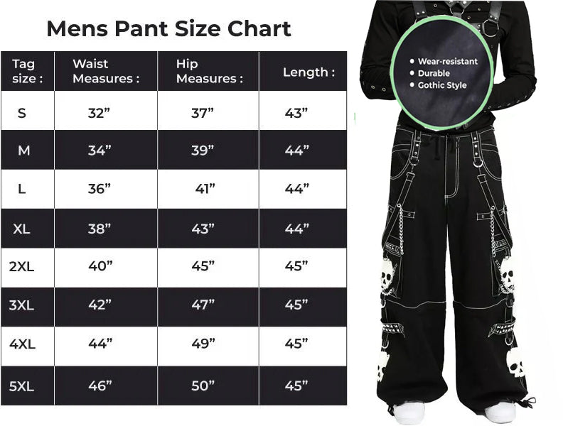 Gothic Bondage Black Big Skull Men Pant Alternative Punk Rock Emo Trouser Pant Shorts Usa