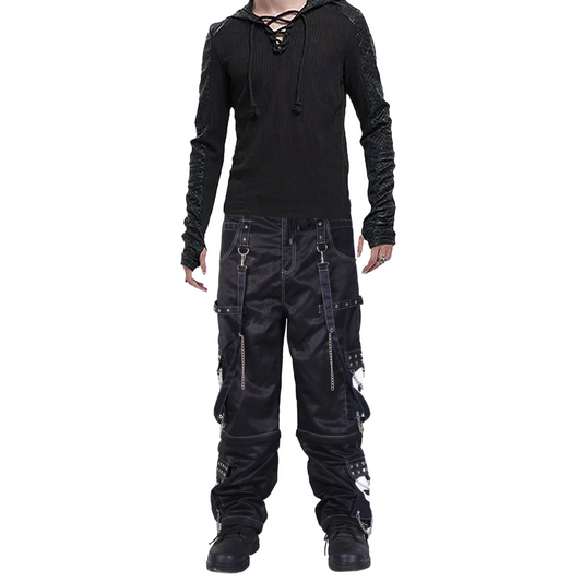 Gothic Bondage Black Big Skull Men Pant Alternative Punk Rock Emo Trouser Pant Shorts/Usa