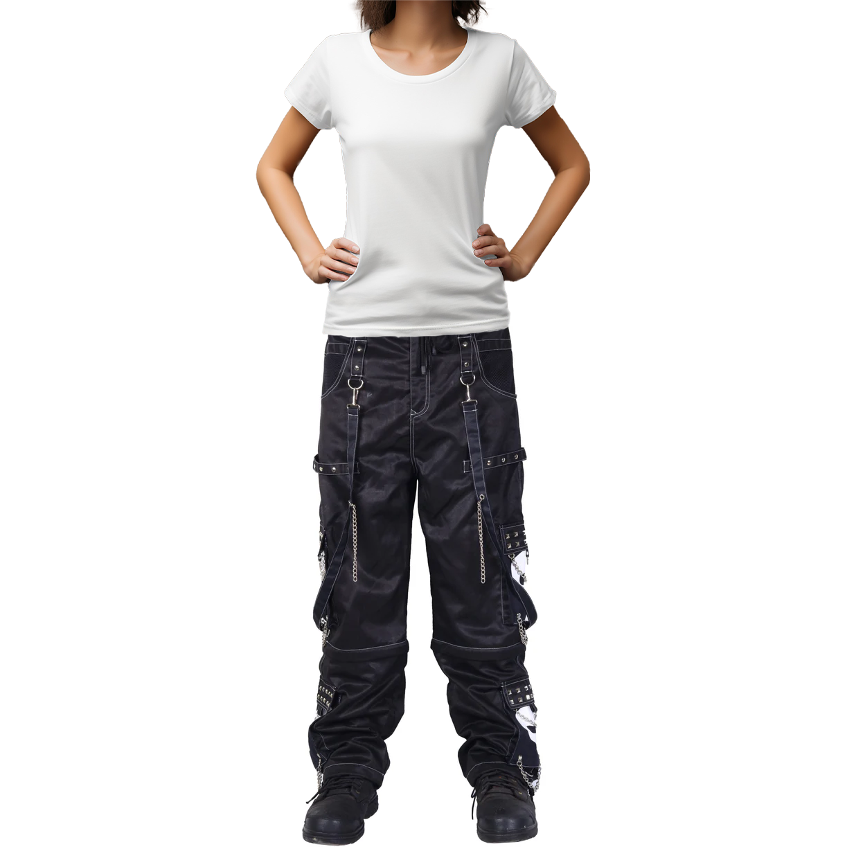 Gothic Bondage Black Big Skull Men Pant Alternative Punk Rock Emo Trouser Pant Shorts/Usa