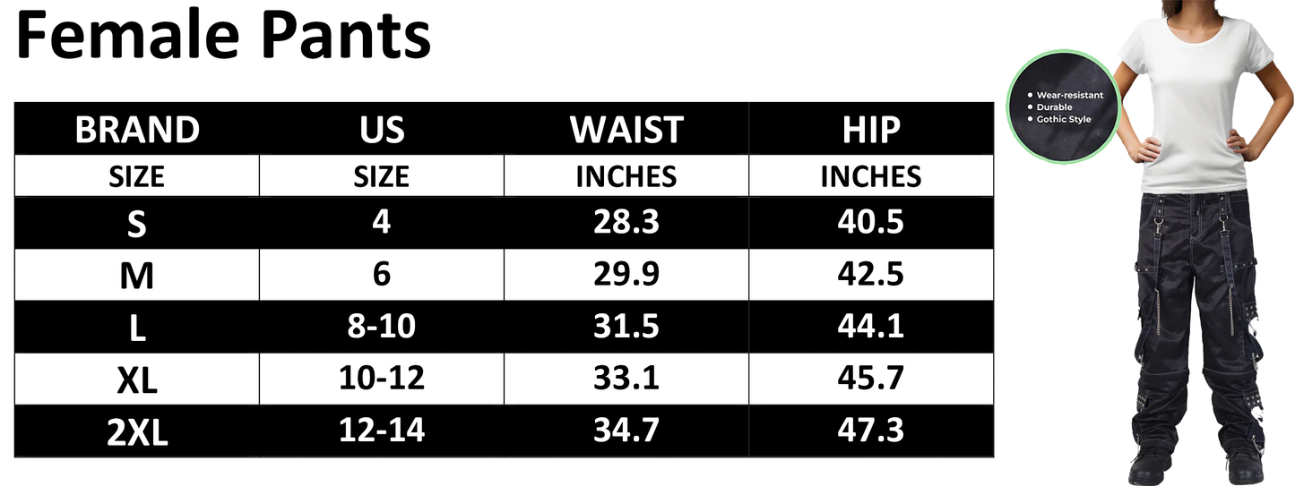 Women's Gothic Bondage Black Big Skull Alternative Punk Rock Emo Trouser Pants