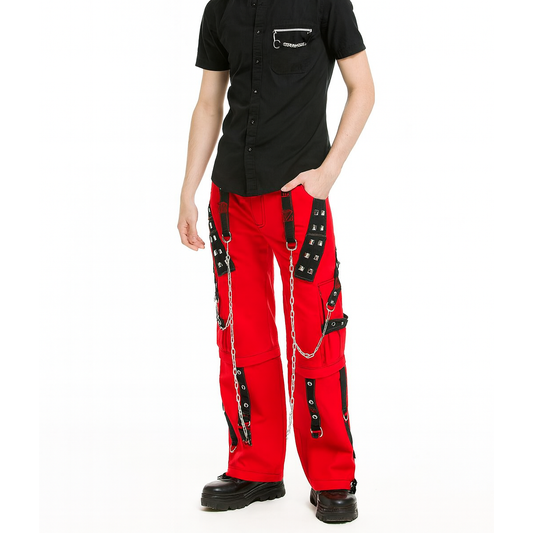 Gothic Bondage Handmade Men Pant Alternative Punk Rock Transformer Trouser Red Baggy/ Pants