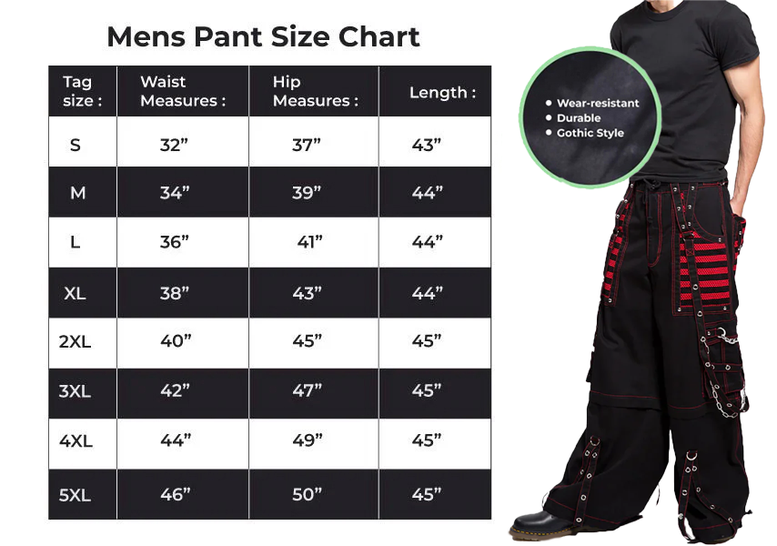 Gothic Extreme Bondage Skater Red & Black Punk Rocker Cyber Steampunk Biker Pant