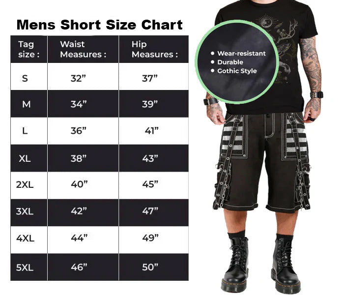 Gothic Extreme Bondage Skater Gothic Punk Rocker Cyber Steampunk Biker Tripp Shorts