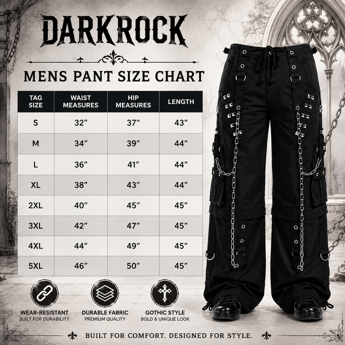 Gothic Dark Cuff Pants Black