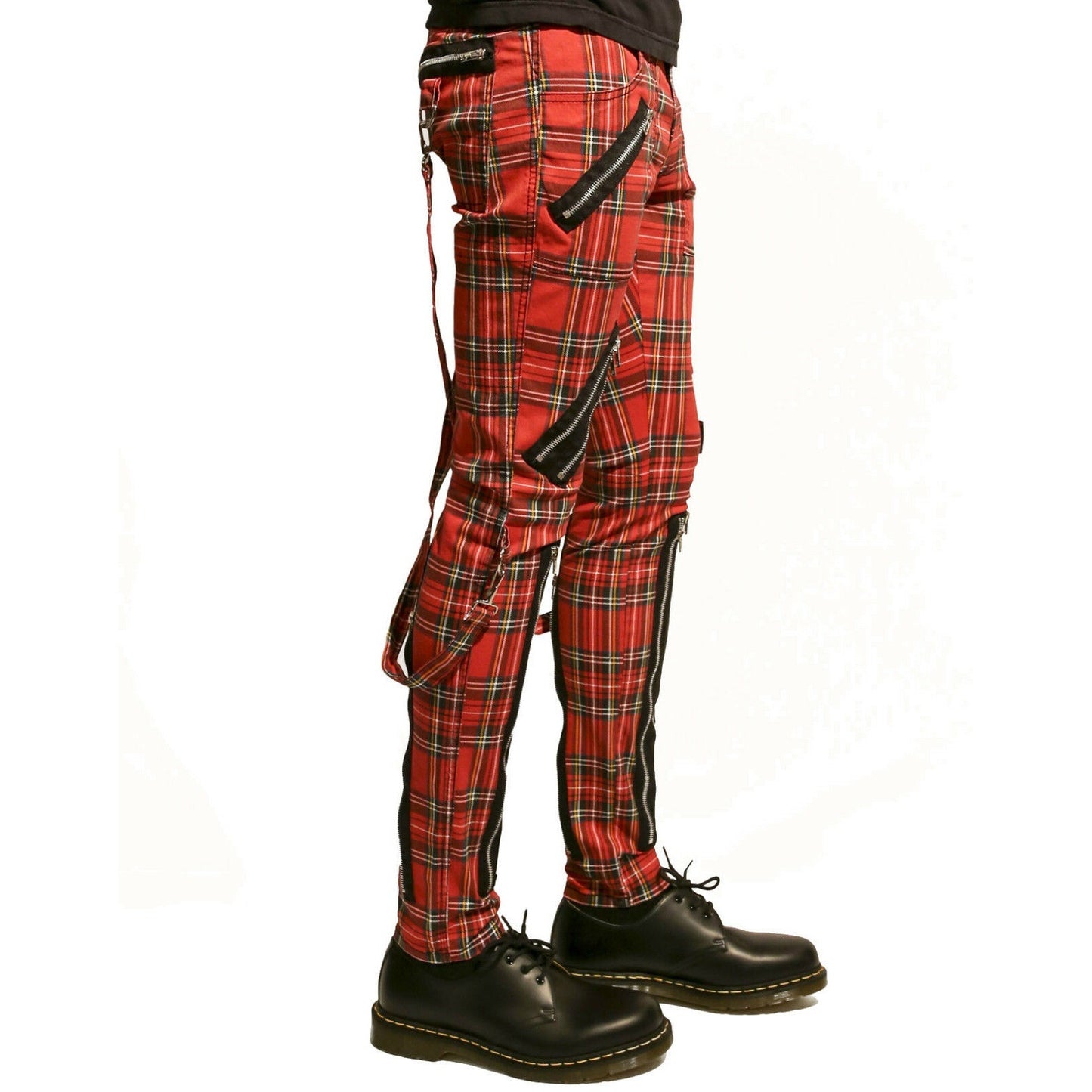 Gothic Bondage Red Straps Men Pant Alternative Punk Rebel Rock Emo Trouser Jeans Pant