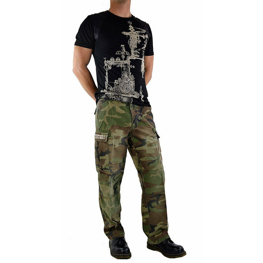 Gothic Cyber Steampunk Camo Army Military Biker Jeans Punk Rock Pants/Marines