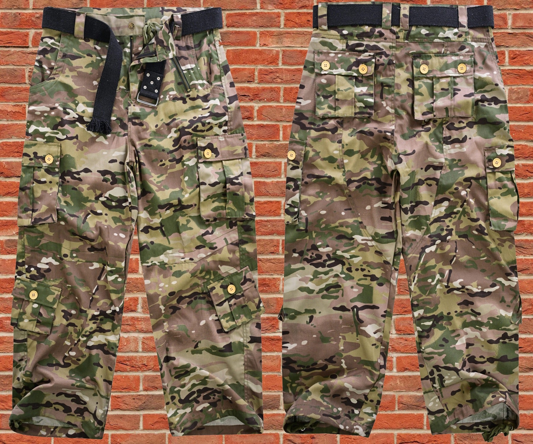 AKARMY Men's Cotton Casual Military Army Camo Combat Work Cargo Pants with 8 Pockets