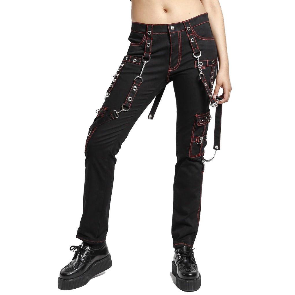 Gothic Women’s Military Officer Trousers Black Red/Black Tripp Pants