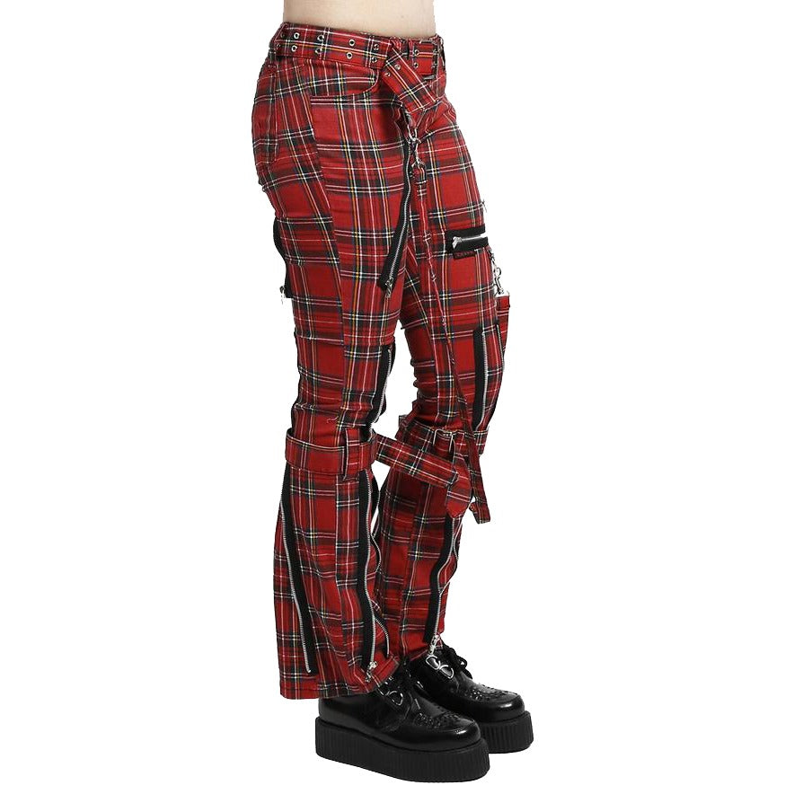 Women,s Bondage Pants Red Plaid