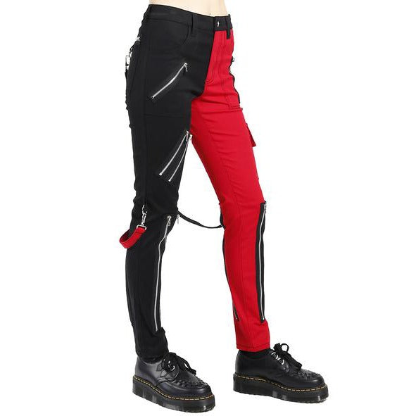 Women's Handmade Chains Split Leg Rhinestones Gothic Punk Emo Tripp Pants Straps Pants