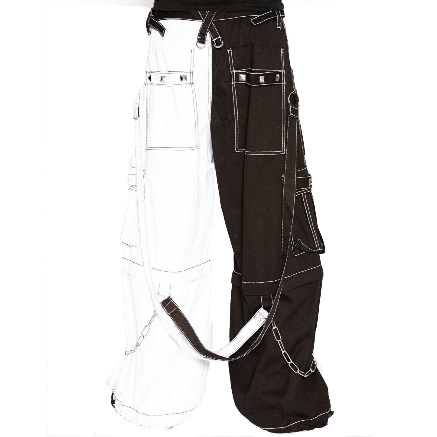 Gothic Bondage Men's Pant Alternative Punk Rock White Emo Trouser Pant Shorts