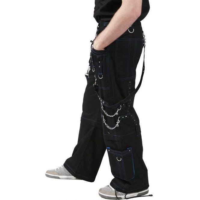 Men Handmade Gothic Bondage Trouser Blue Thread Cyber Pant Punk Shorts Metal Studs Pants/Gothic Pant