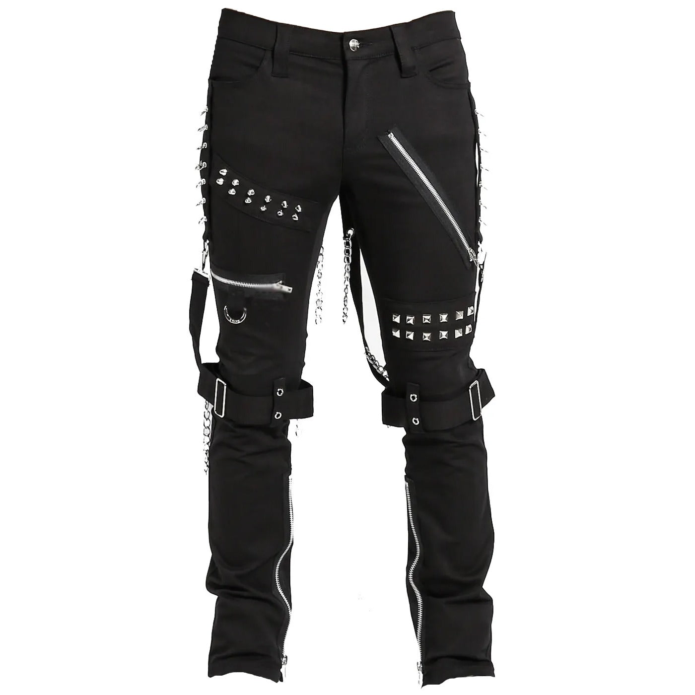 Men Gothic Bondage Black Pant Rock Hard Trouser Heavy Weight Emo Pants