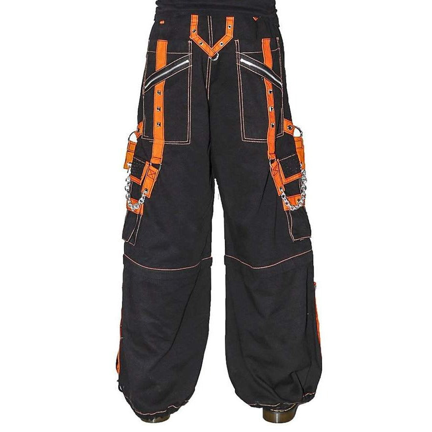 Men Extreme Bondage Skater Black/Orange Gothic Punk Rocker Cyber Goth Steam punk Biker Pant