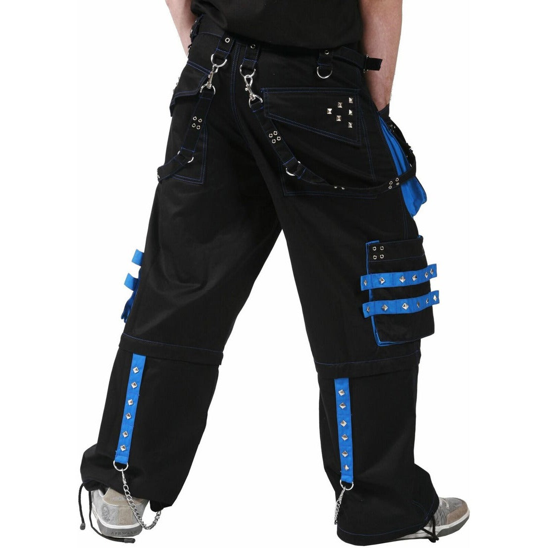 Prime Quality Men's Gothic Men's Bondage Gothic Cyber Pant Chain Techno Rock Punk Shorts Trouser Blue/Black Pants/USA