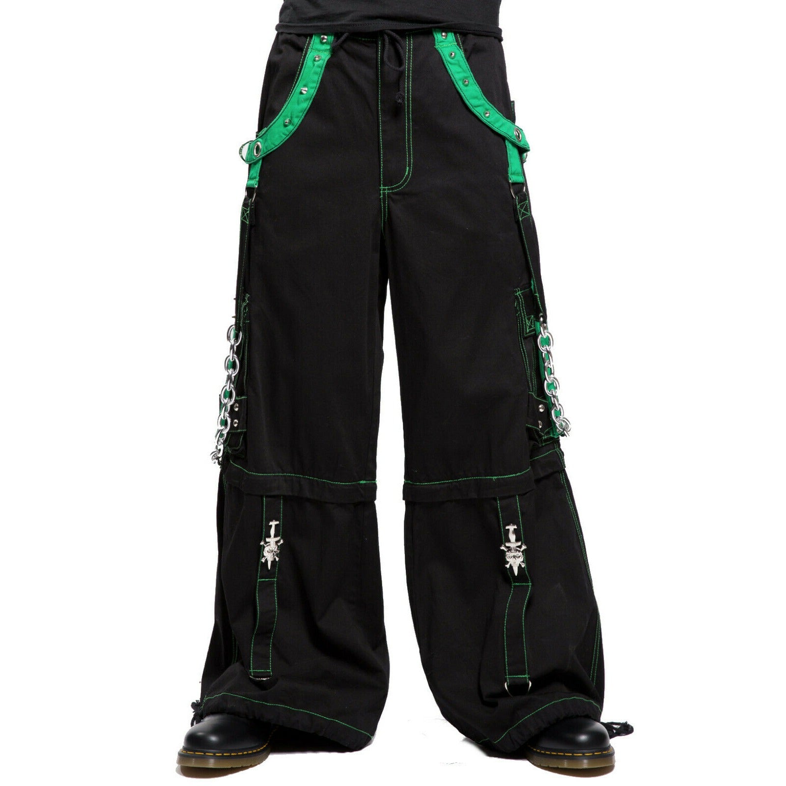 Gothic Men's Bondage Rave Shorts Gothic Biker Cyber Emo Skater Goth Pants