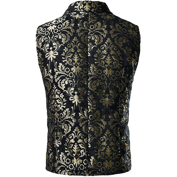 Men's Victorian Gentleman's Aristocrat Gold Double Breasted Vest Gothic Steampunk Waistcoat Vest Tapestry/Stylish Casual Vest