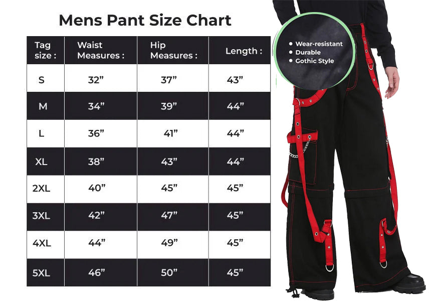 Prime Quality Handmade Gothic Bondage Men Pant Alternative Punk Rock Red/Black Emo Trouser Pant ShortsUSA