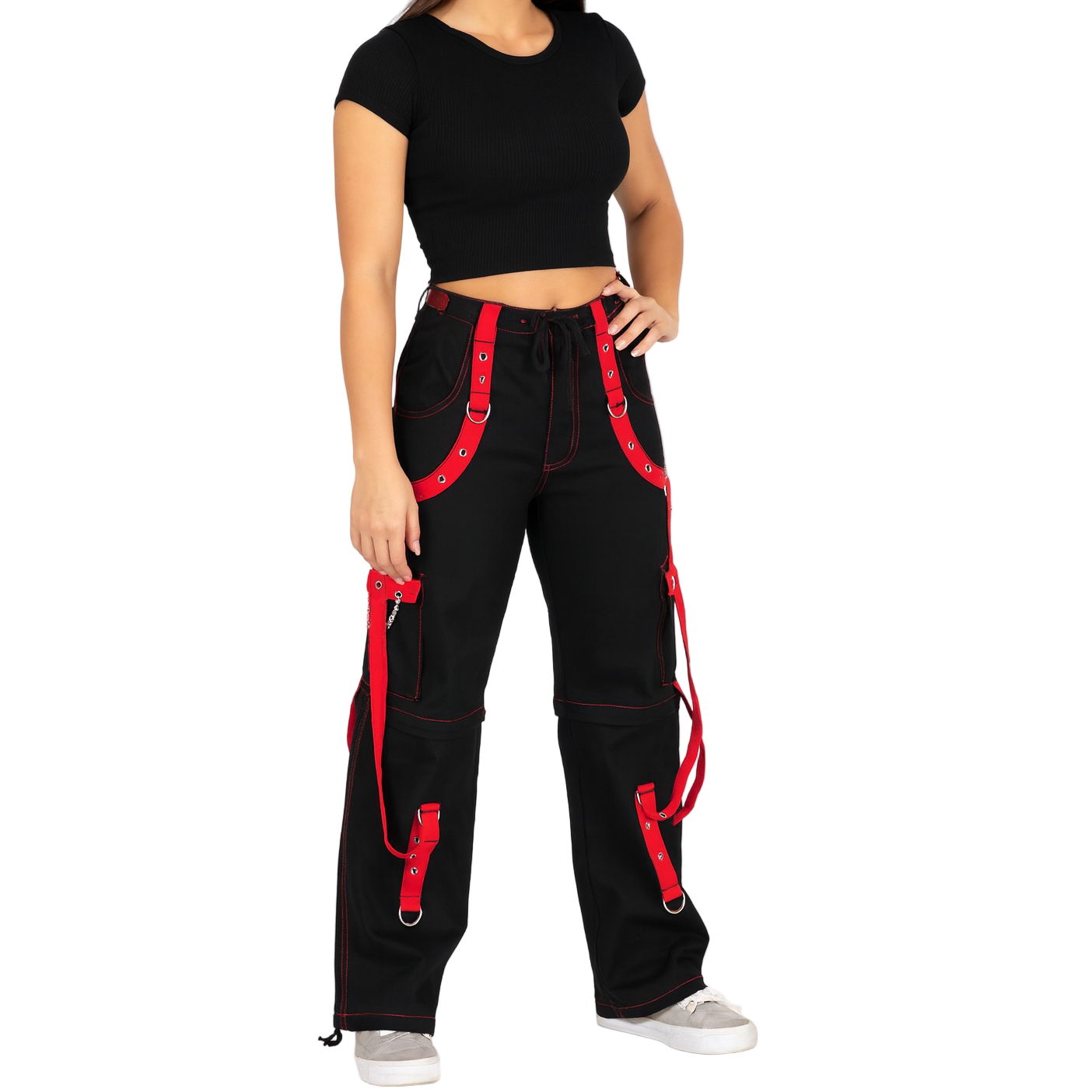 Prime Quality Handmade Gothic Bondage Men Pant Alternative Punk Rock Red/Black Emo Trouser Pant ShortsUSA