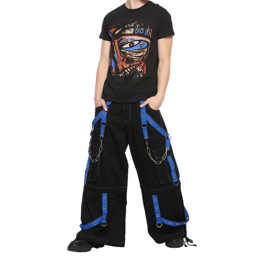 Bondage Gothic Men's Cyber Rave Techno Jeans Punk Shorts Biker Pants