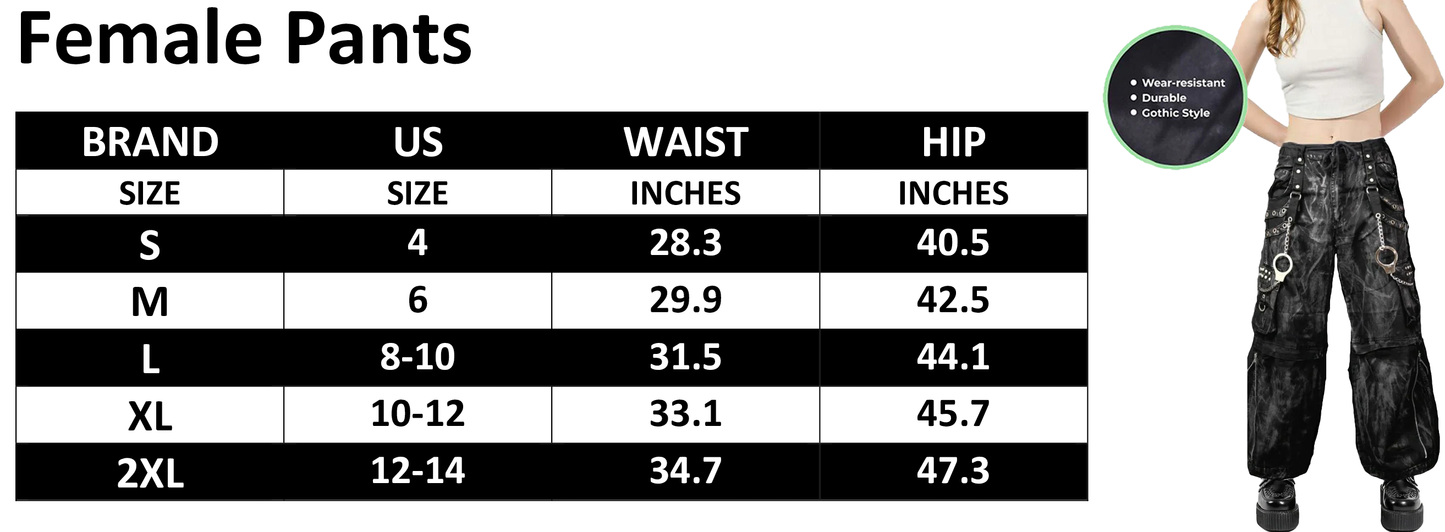 Women's Gothic Jeans Apocalyptic Punk Emo Mechanic Acid Cyber Pants