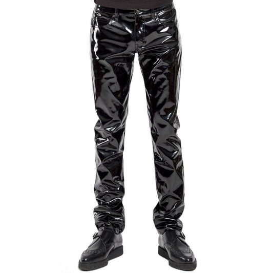 SKINNY JEANS BLACK GOTHIC SUPREME CHAOS VINYL PUNK REBEL PANTS