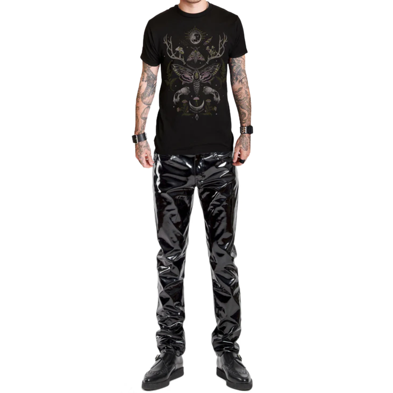 SKINNY JEANS BLACK GOTHIC SUPREME CHAOS VINYL PUNK REBEL PANTS