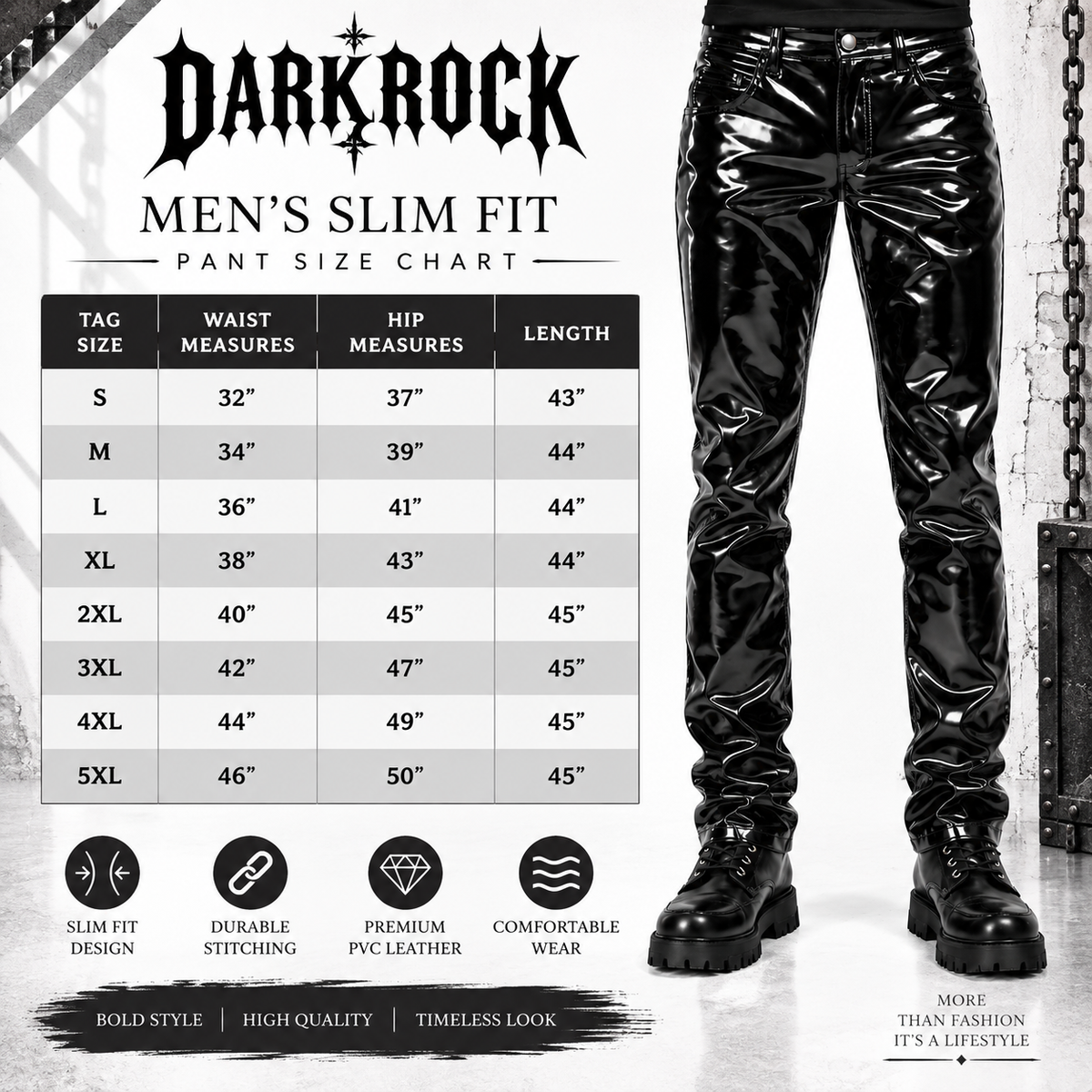 SKINNY JEANS BLACK GOTHIC SUPREME CHAOS VINYL PUNK REBEL PANTS