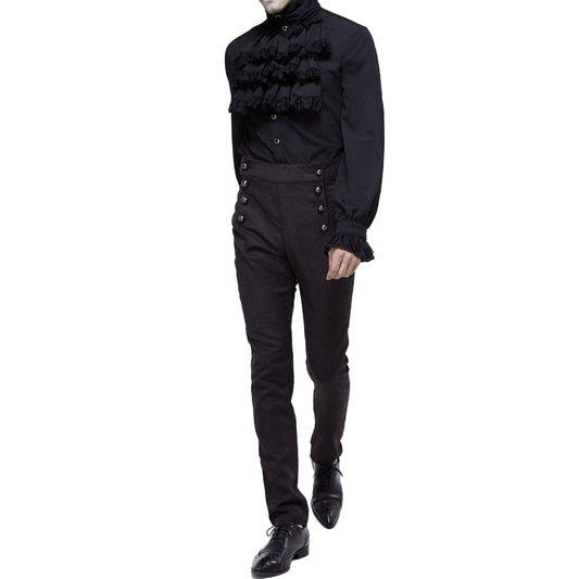 Prime Quality Men's Gothic Alastor Steampunk Black Brocade Dress Pants