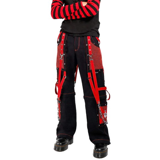 Black/Red Jeans Extreme Bondage Rocker Cyber Goth Steampunk Pant Usa