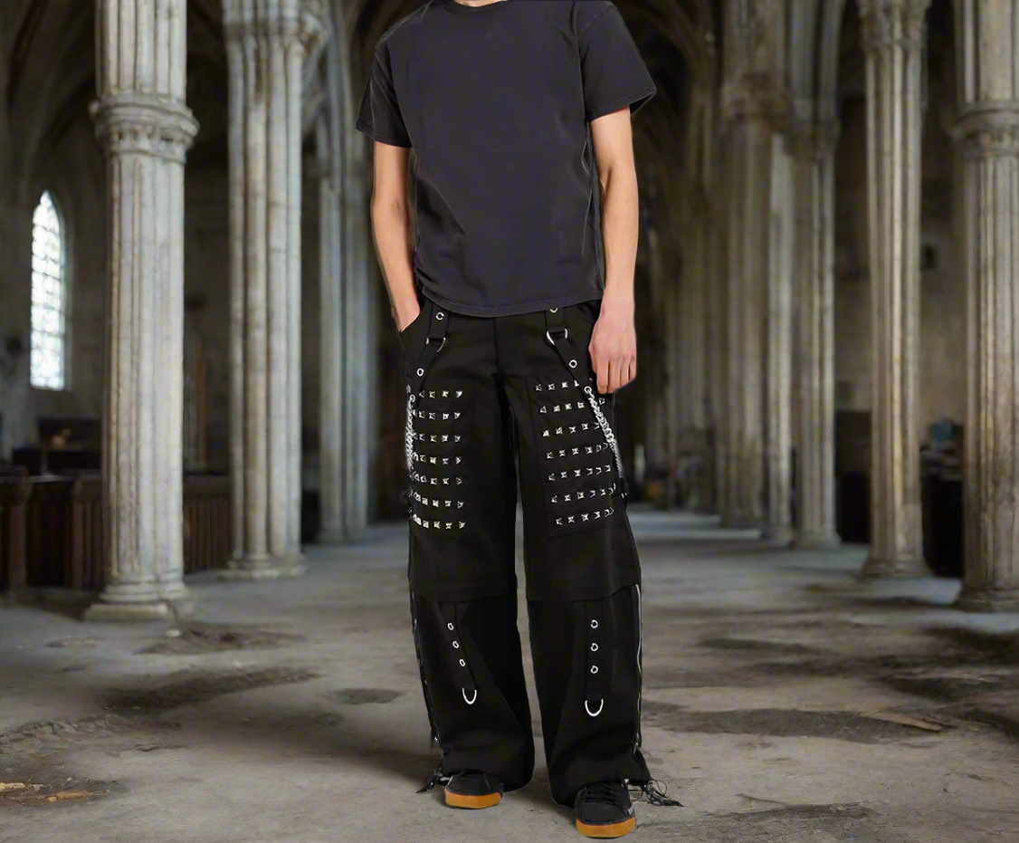 Gothic Men Black Goth Monster Studs Goth Punk Rock Pants