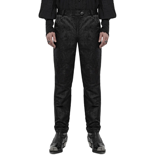 Men's Black Brocade Victorian Dress Pant Trouser/Black Gothic Pants