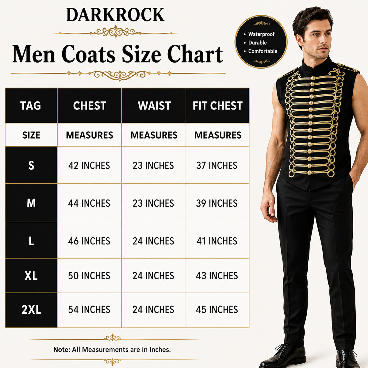 Prime Quality Handmade Men's Military Hussar Sleeveless Black Vest Black Gold Jacket