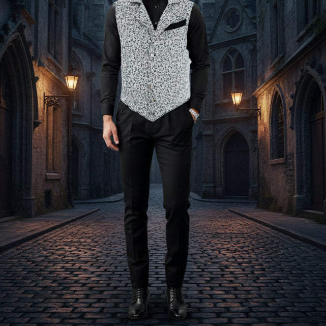 Handmade White Men's Victorian Suit Gentleman Vest Steampunk Gothic Waistcoat/Usa