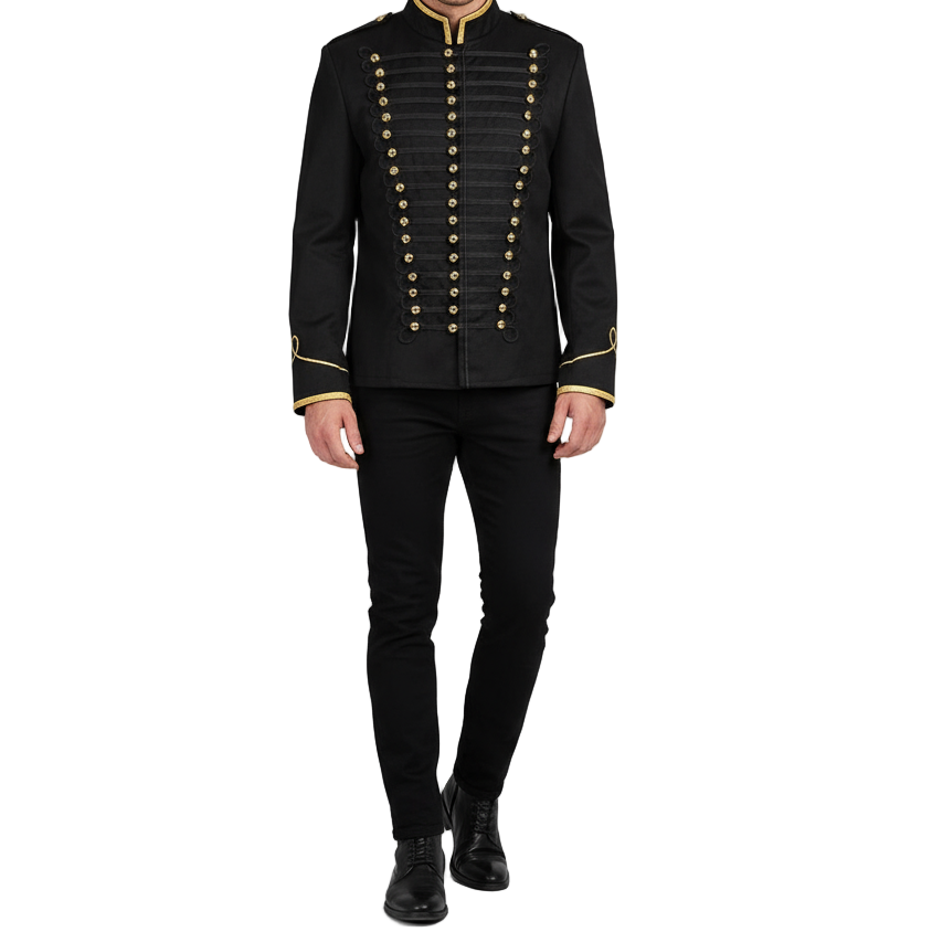 Military Drummer Jacket Parade Jacket Goth Punk Adam Ant VTG Style Black & amp Gold Jacket USA