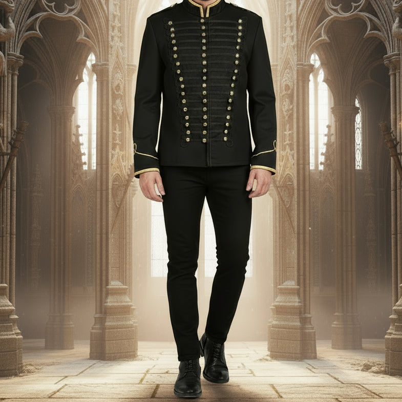 Military Drummer Jacket Parade Jacket Goth Punk Adam Ant VTG Style Black & amp Gold Jacket USA