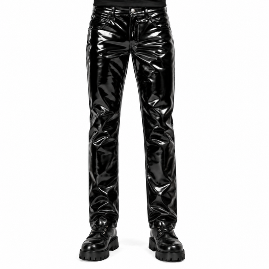 SKINNY JEANS BLACK GOTHIC SUPREME CHAOS VINYL PUNK REBEL PANTS
