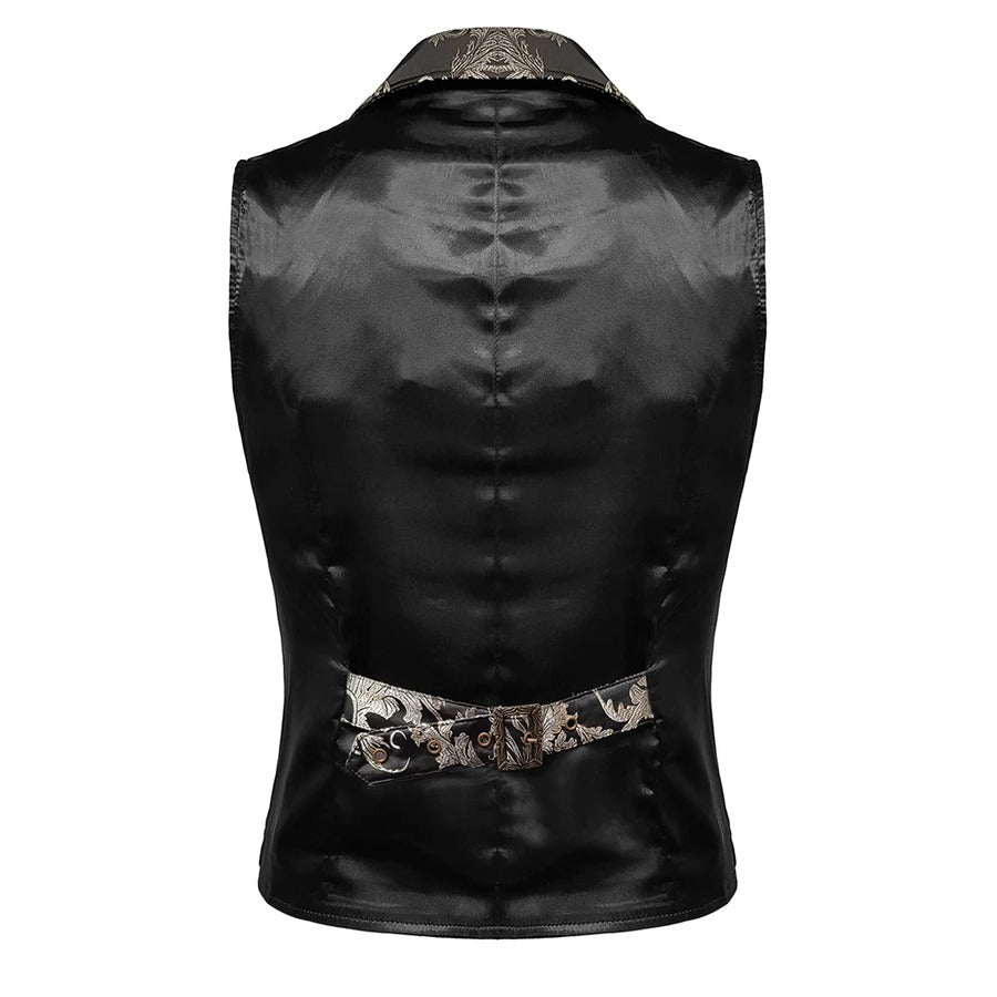 Gothic Devil Fashion Aristocrat Men's Waistcoat Vest Black & Amp Gold