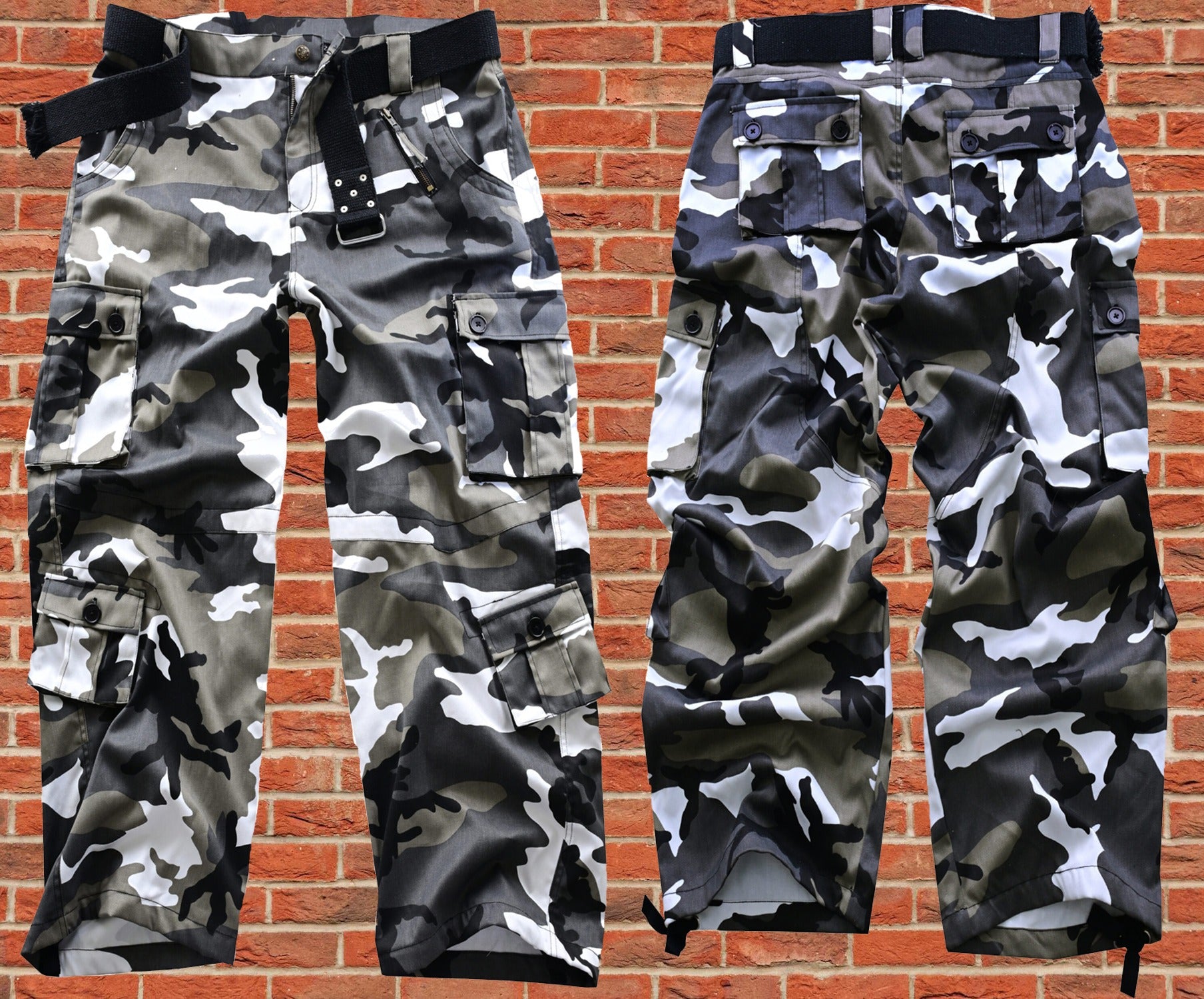 AKARMY Men's Cotton Casual Military Army Camo Combat Work Cargo Pants with 8 Pockets