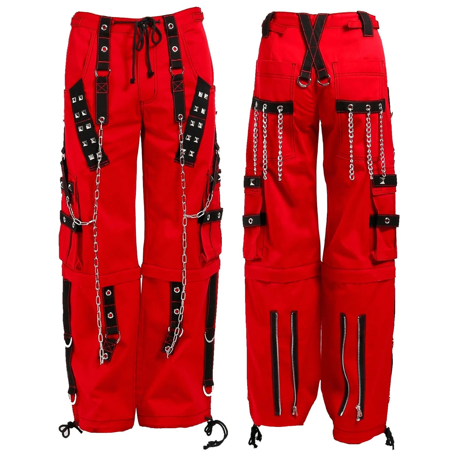 Gothic Bondage Handmade Men Pant Alternative Punk Rock Transformer Trouser Red Baggy/ Pants