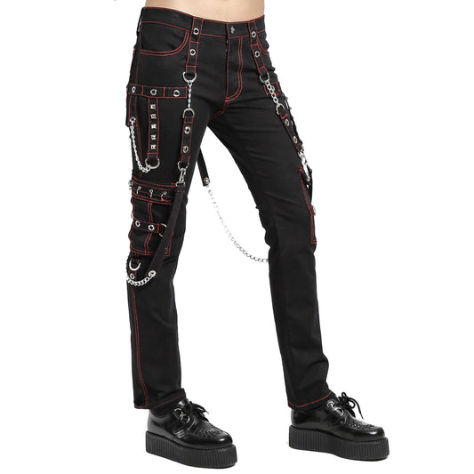 Gothic Women’s Military Officer Trousers Black Red/Black Tripp Pants